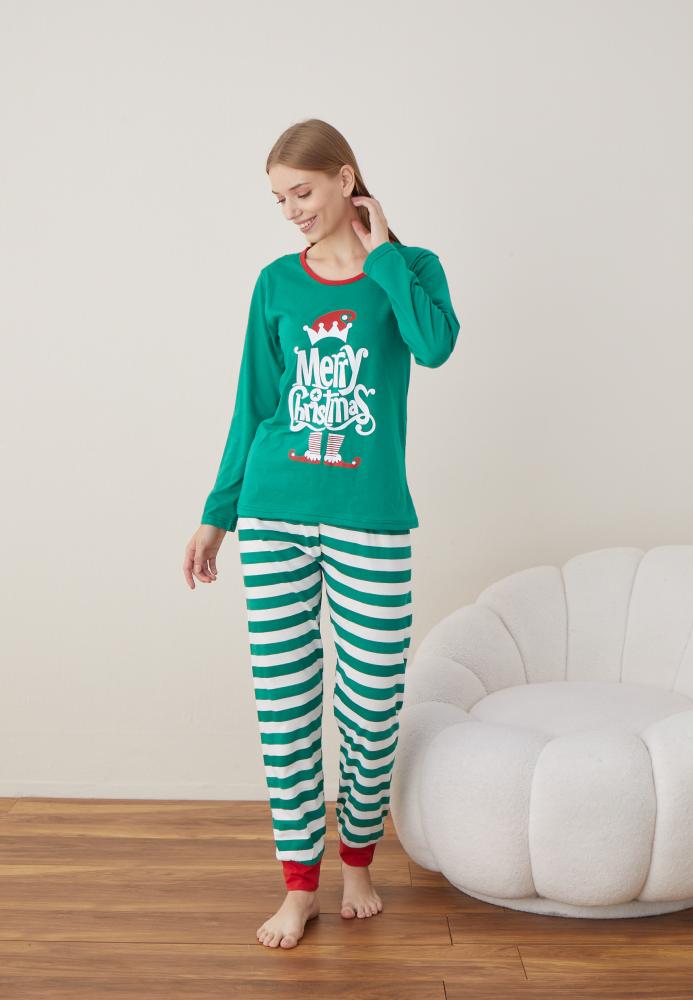 Pijama Dama Craciun "Mery Christhmas" ,maneca lunga ,pantaloni lungi,Engros